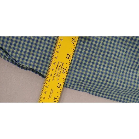 J.Crew Mens Slim Shirt Size L Green Blue Check Stretch Organic Cotton - Picture 7 of 9